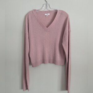 BP. | V-neck Ribbed Sweater Mauve Pink Sz 2X